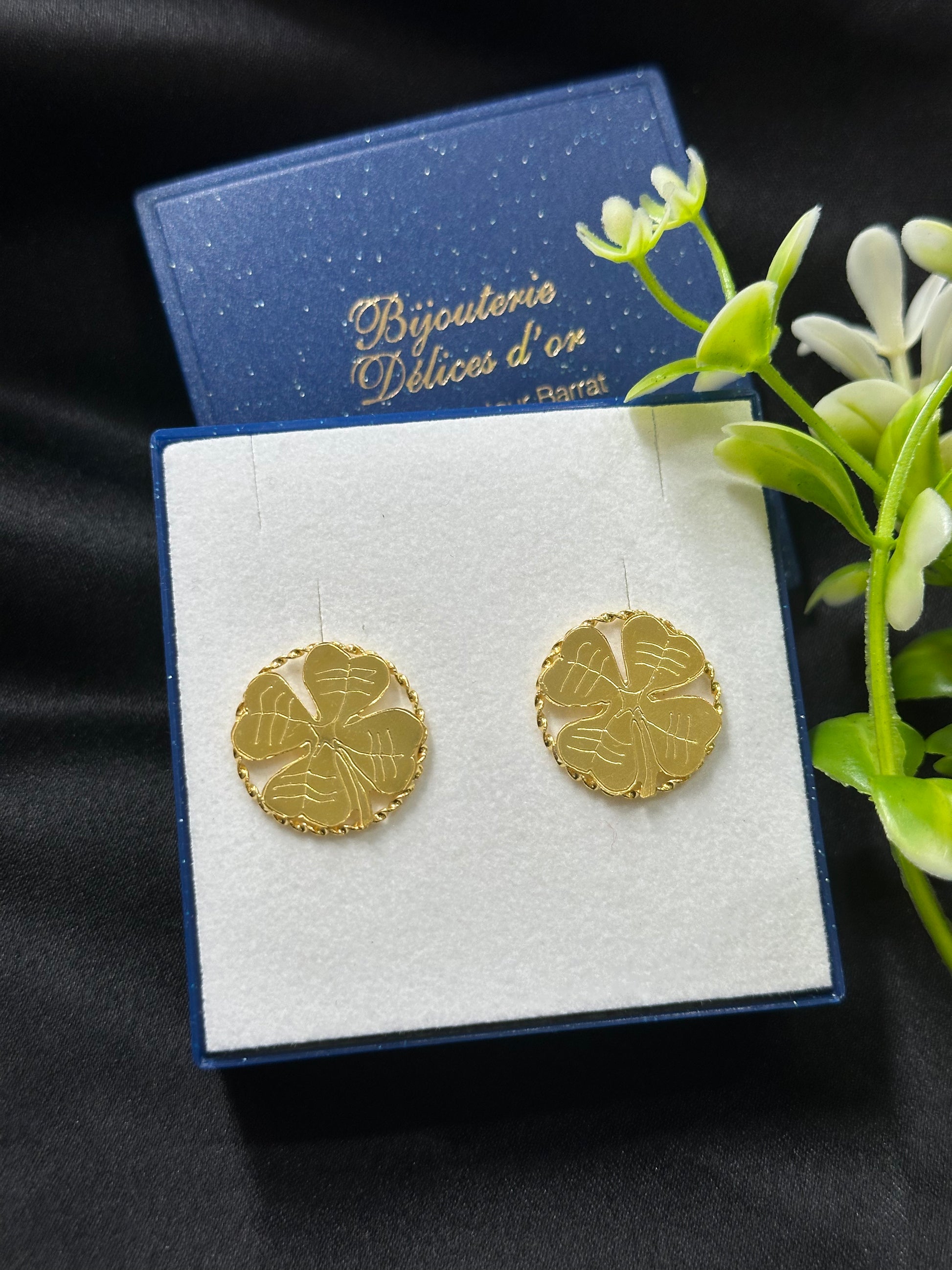 Boucle d'oreille trèfle avec le cercle