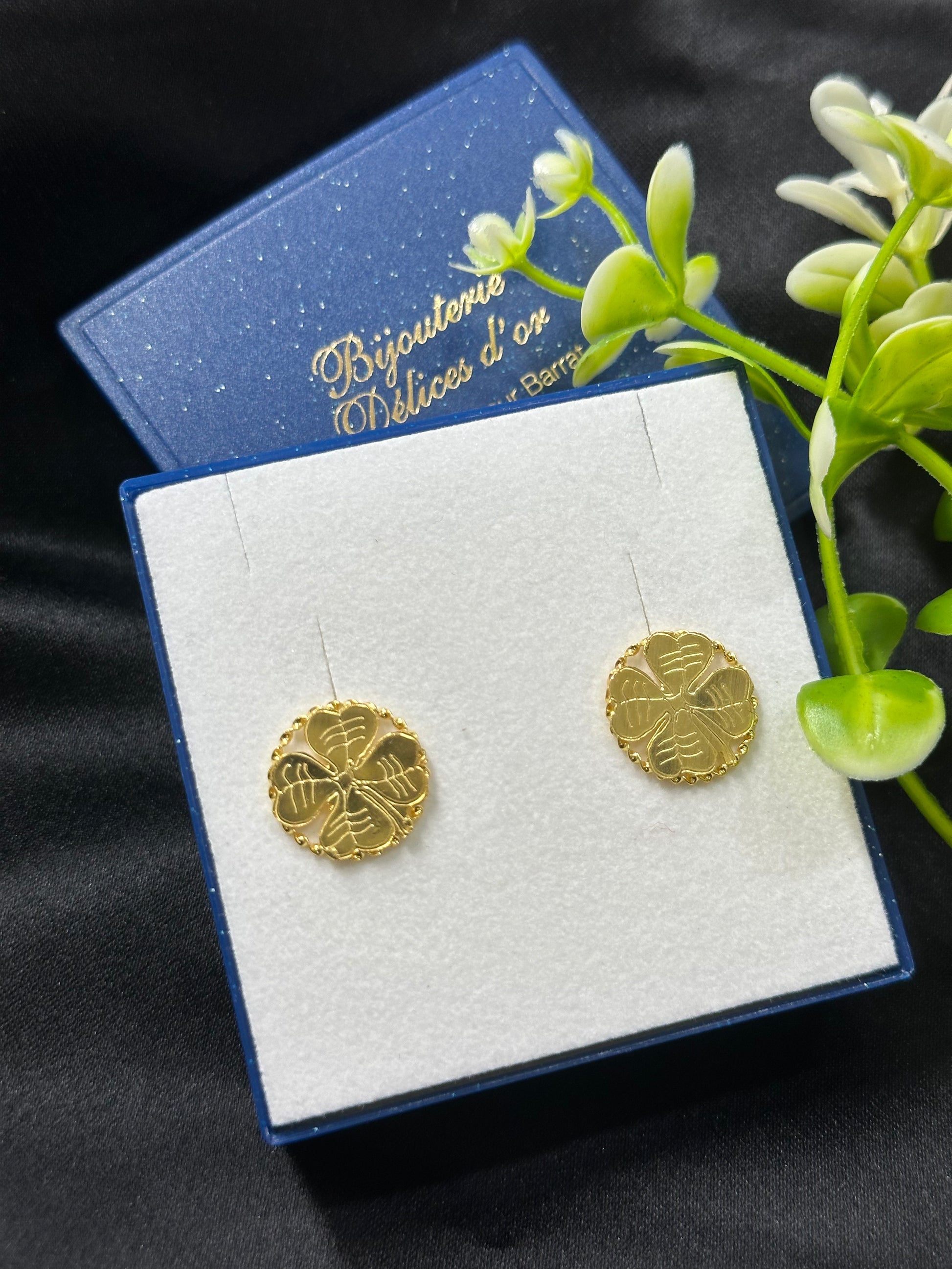 Boucle d'oreille trèfle avec le cercle